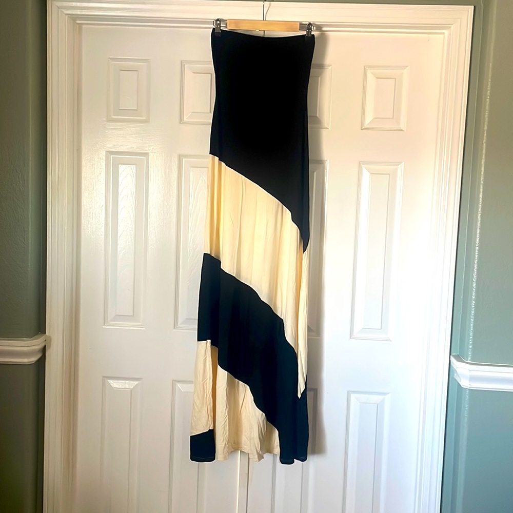 Strapless black and cream dress made by Venus size small